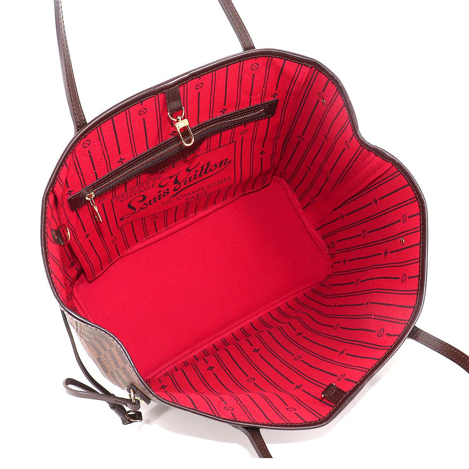 Louis Vuitton Damier Neverfull MM Tote Bag Ebene Cerise Brown Gold Hardware