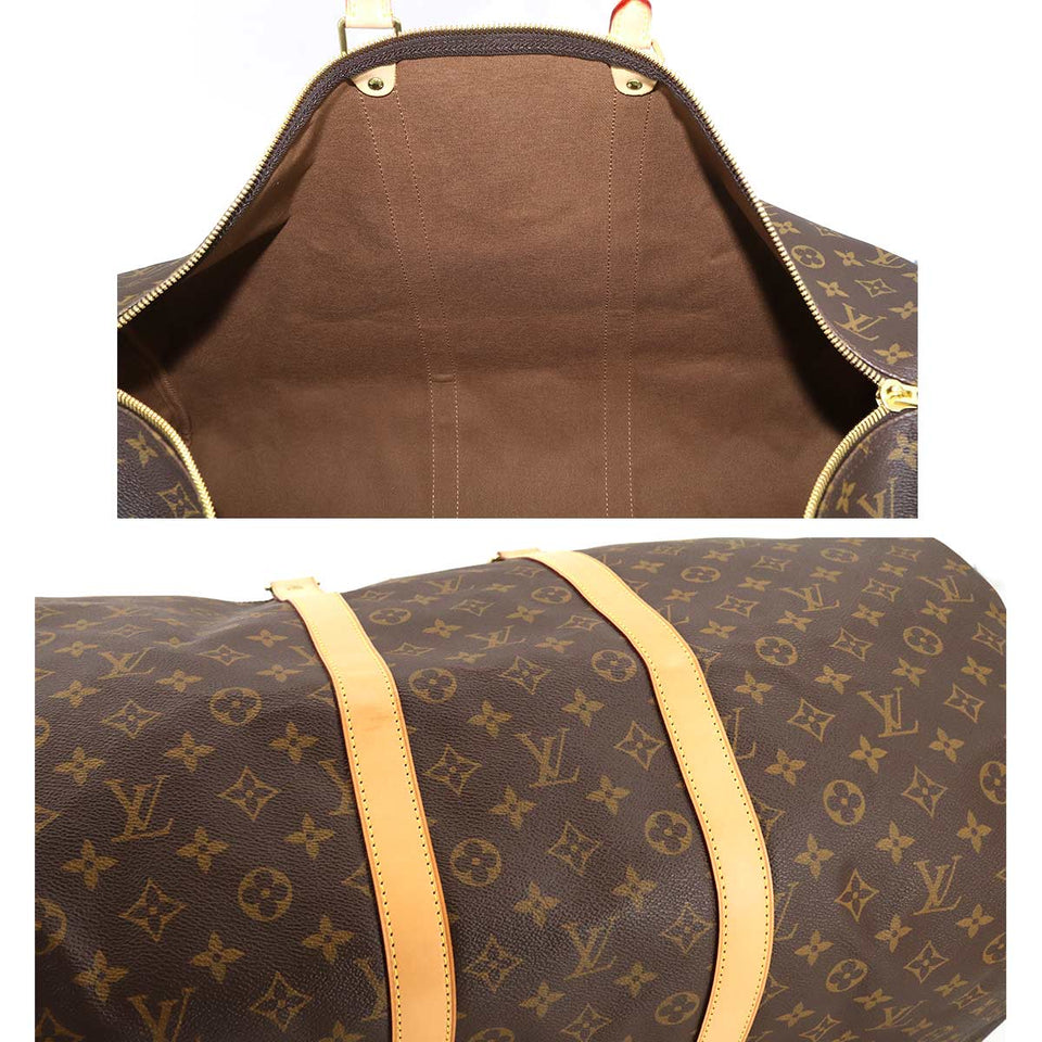 Louis Vuitton Monogram Keepall 55 Boston Bag Brown