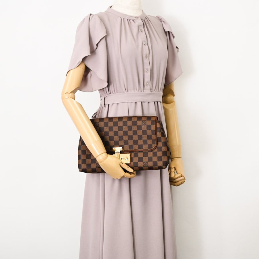 Louis Vuitton Pochette Ascot Clutch Bag Damier Brown