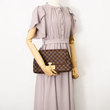 Louis Vuitton Pochette Ascot Clutch Bag Damier Brown