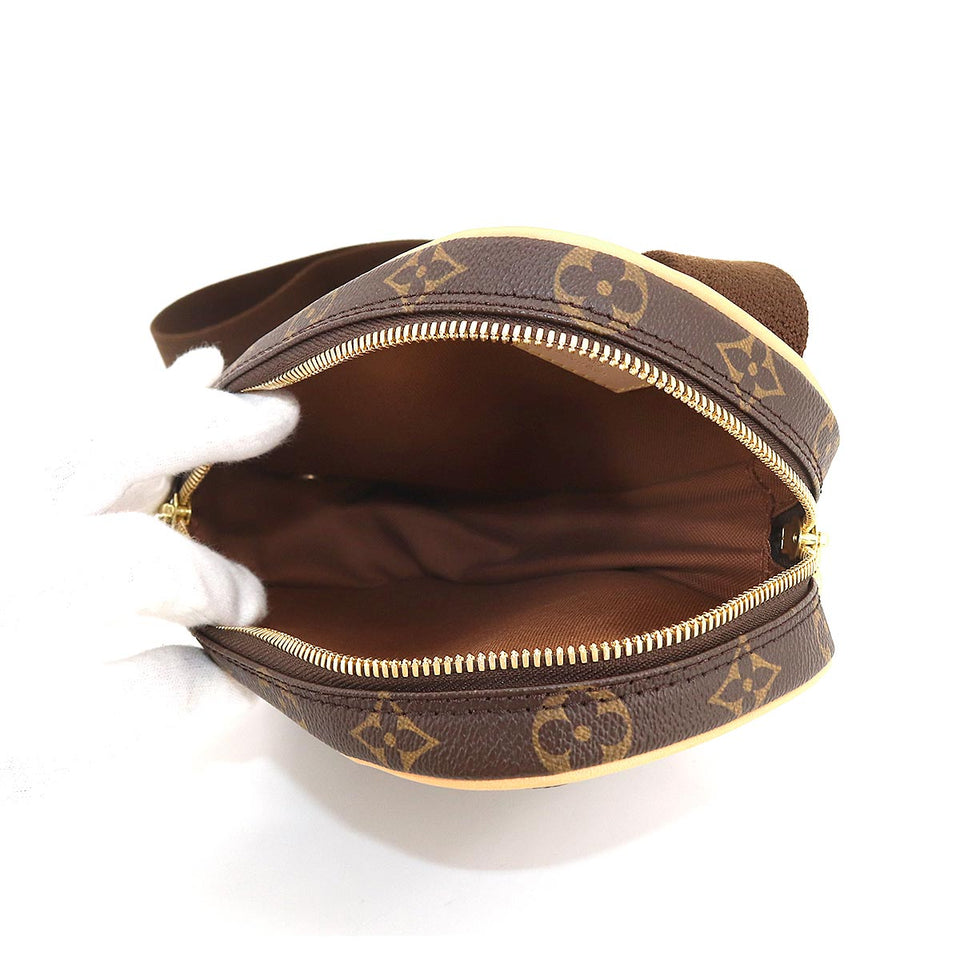 Louis Vuitton Monogram Pochette Gange Body Bag Brown Gold Metal Fittings