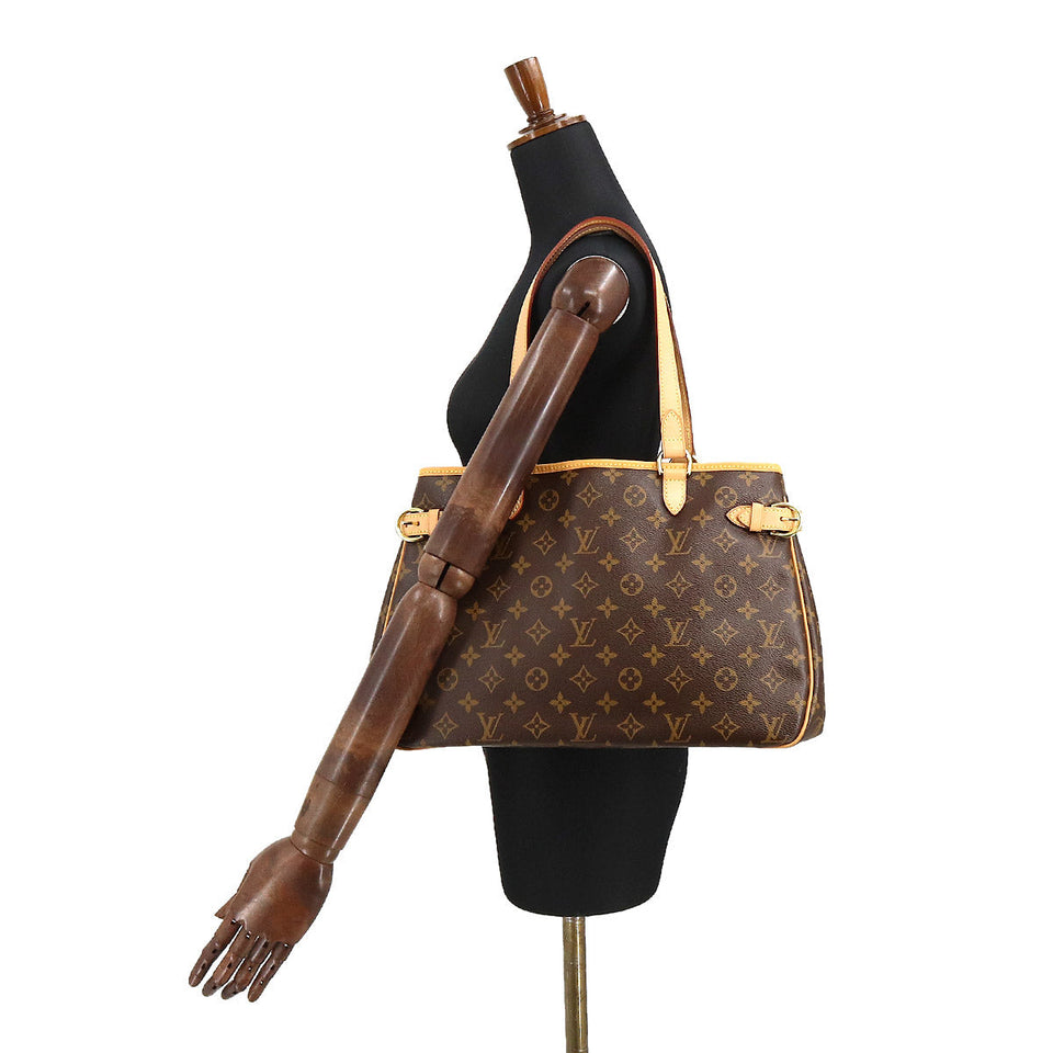 Louis Vuitton Monogram Batignolles Horizontal Tote Bag Brown Gold Metal Fittings
