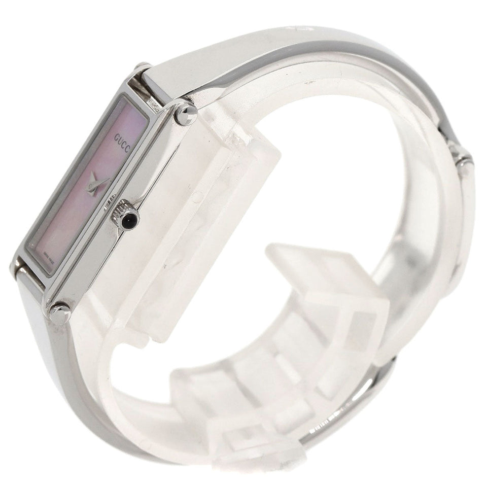 Gucci Watches Quartz 1500L Stainless Steel , Stainless Steel Silver Square face Pink shell dial Women