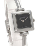 Gucci Watches Quartz 1900L Stainless Steel , Stainless Steel Silver Square face black dial Women