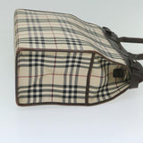 Luxury Burberry Nova Check Shoulder Bag Nylon Canvas Beige Auth 60156