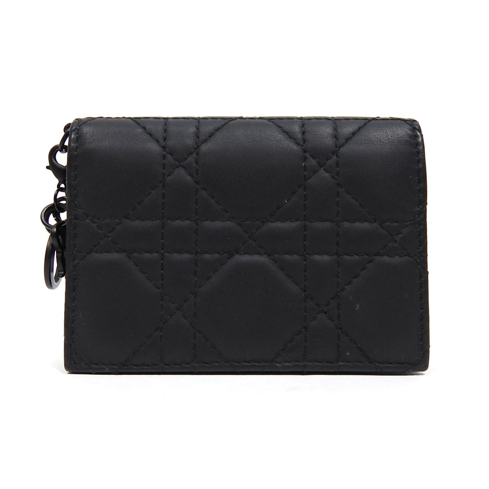 Christian Dior Black Mini Lady Dior Compact Wallet