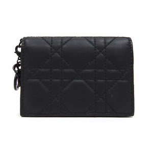 Christian Dior Black Mini Matte Lady Dior Compact Wallet