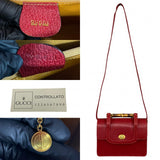 Gucci Shoulder Bag leather Red Bamboo Old Gucci Women