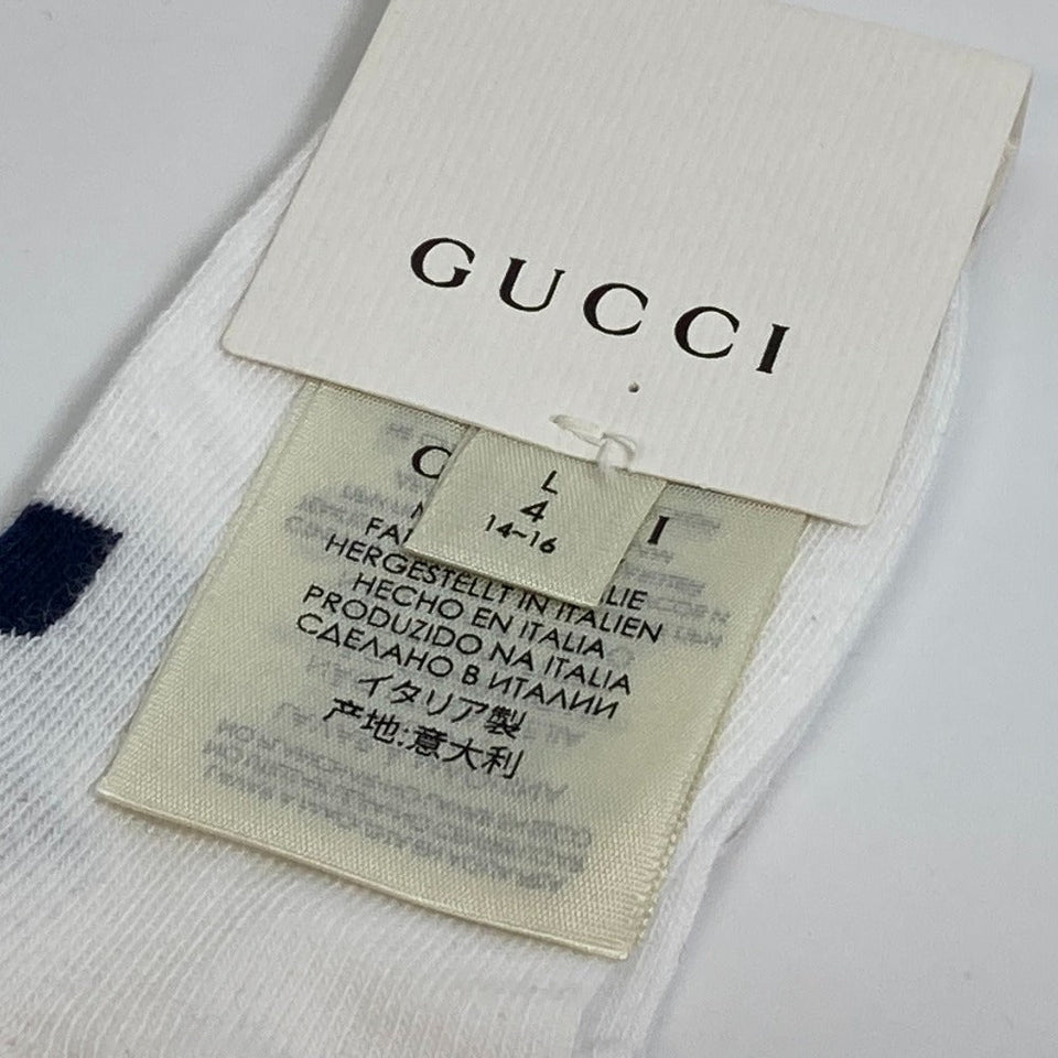Gucci Knit hat 418599 cotton White x navy Baby GG pattern Women M
