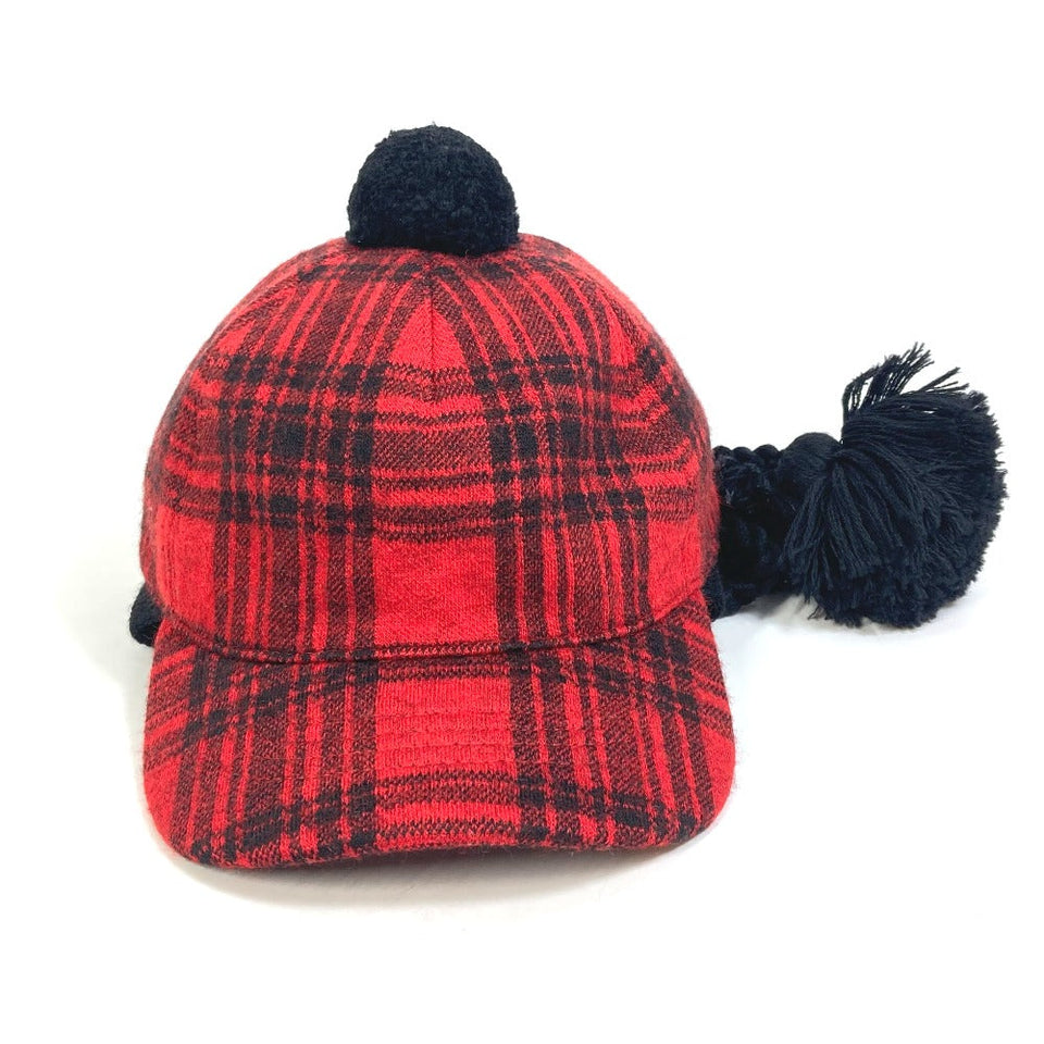 Gucci cap 439029 Cotton, Wool, Acrylic Red Knit hat check S