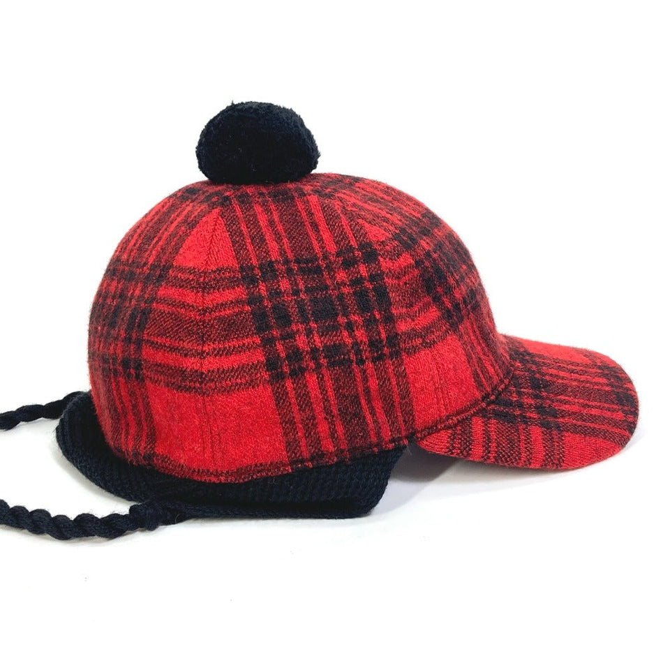 Gucci cap 439029 Cotton, Wool, Acrylic Red Knit hat check S