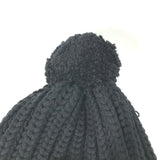 Gucci Knit hat 652656 polyester black With pompoms logo Women 58
