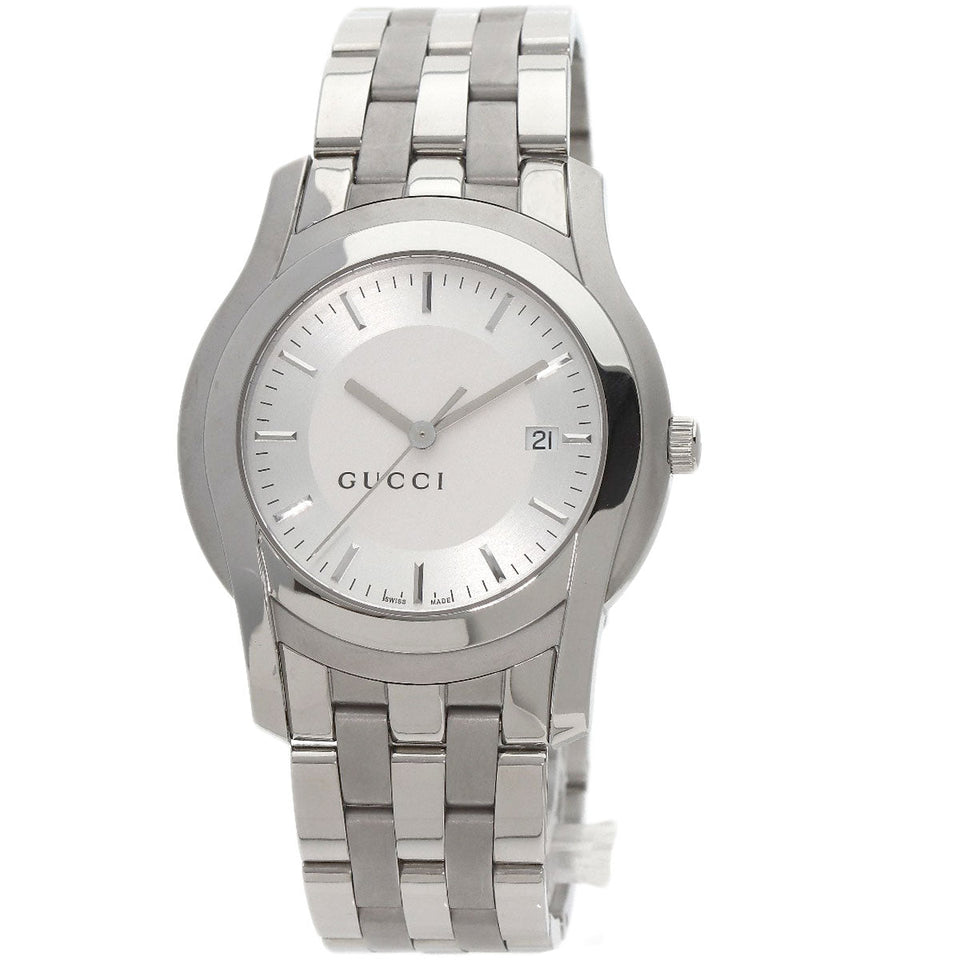 Gucci Watches Quartz 5500XL Stainless Steel , Stainless Steel Silver Round face Silver dial mens