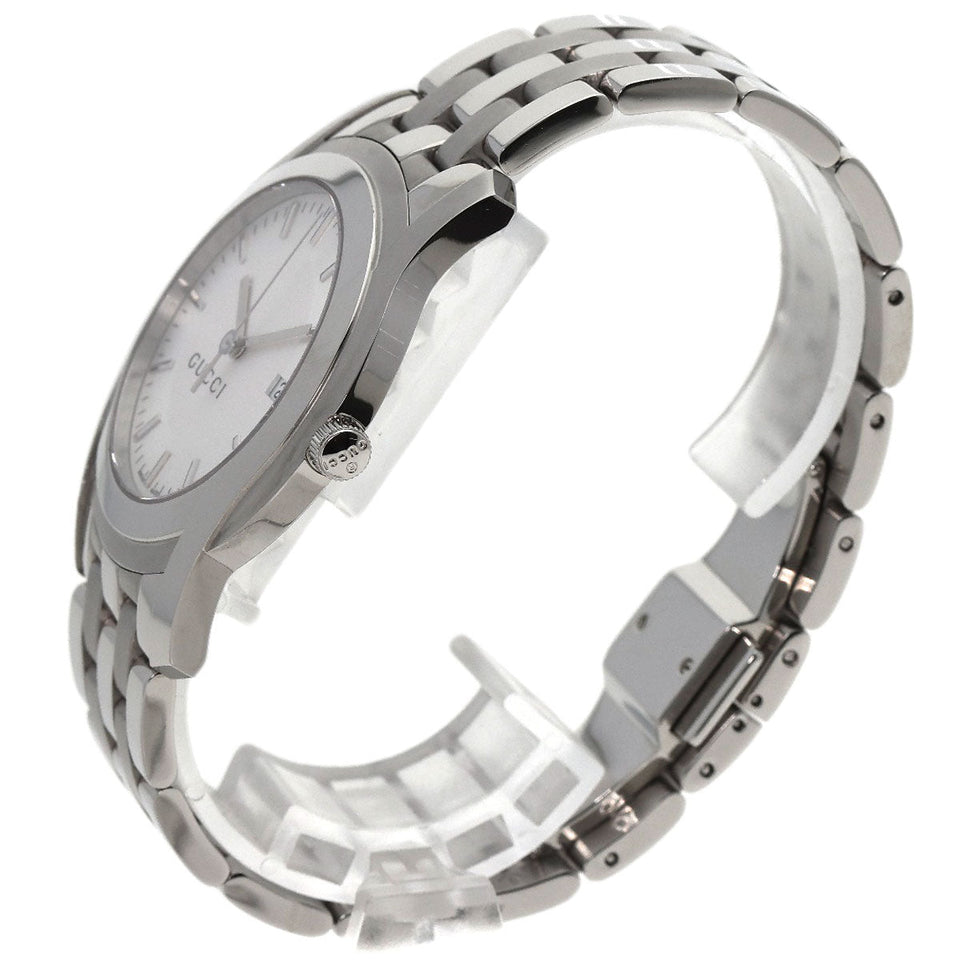Gucci Watches Quartz 5500XL Stainless Steel , Stainless Steel Silver Round face Silver dial mens