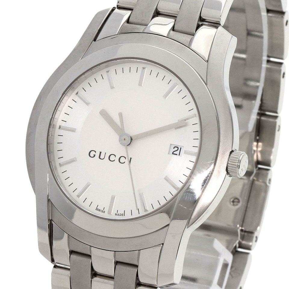 Gucci Watches Quartz 5500XL Stainless Steel , Stainless Steel Silver Round face Silver dial mens