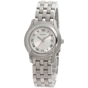 Gucci Watches Quartz 5500L Stainless Steel , Stainless Steel Silver Round face Silver dial Women