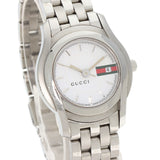 Gucci Watches Quartz 5500L Stainless Steel , Stainless Steel Silver Round face white dial Women