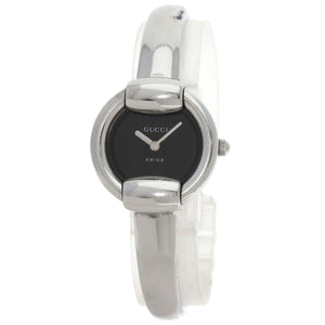 Gucci Watches Quartz 1400L Stainless Steel , Stainless Steel Silver Round face black dial Women