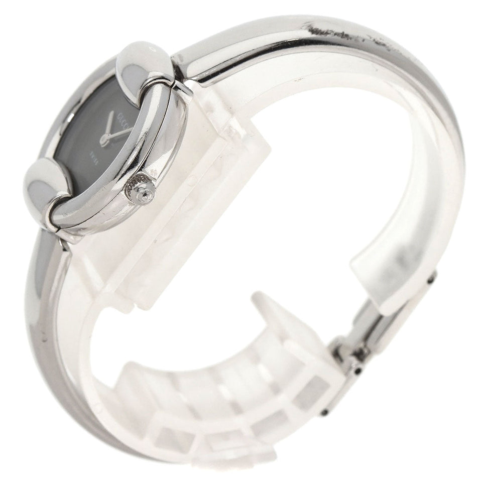 Gucci Watches Quartz 1400L Stainless Steel , Stainless Steel Silver Round face black dial Women