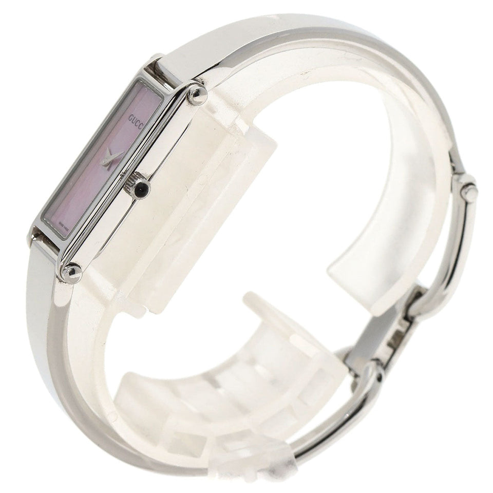 Gucci Watches Quartz 1500L Stainless Steel , Stainless Steel Silver Square face Pink shell dial Women