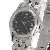 Gucci Watches Quartz 5500L Stainless Steel , Stainless Steel Silver Round face black dial Women
