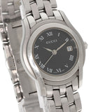 Gucci Watches Quartz 5500L Stainless Steel , Stainless Steel Silver Round face black dial Women