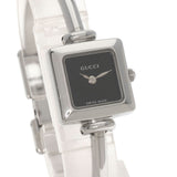 Gucci Watches Quartz 1900L Stainless Steel , Stainless Steel Silver Square face black dial Women