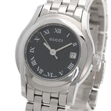Gucci Watches Quartz 5500L Stainless Steel , Stainless Steel Silver Round face black dial Women