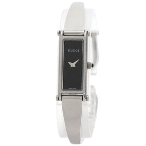 Gucci Watches Quartz 1500L Stainless Steel , Stainless Steel Silver Square face black dial Women