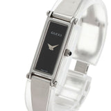 Gucci Watches Quartz 1500L Stainless Steel , Stainless Steel Silver Square face black dial Women