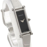 Gucci Watches Quartz 1500L Stainless Steel , Stainless Steel Silver Square face black dial Women
