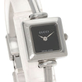 Gucci Watches Quartz 1900L Stainless Steel , Stainless Steel Silver Square face black dial Women