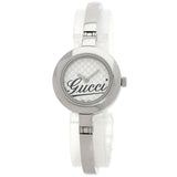 Gucci Watches Quartz 105 Stainless Steel , Stainless Steel Silver Round face white dial Women
