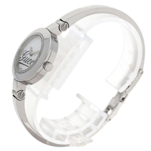 Gucci Watches Quartz 105 Stainless Steel , Stainless Steel Silver Round face white dial Women