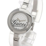 Gucci Watches Quartz 105 Stainless Steel , Stainless Steel Silver Round face white dial Women