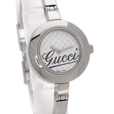 Gucci Watches Quartz 105 Stainless Steel , Stainless Steel Silver Round face white dial Women