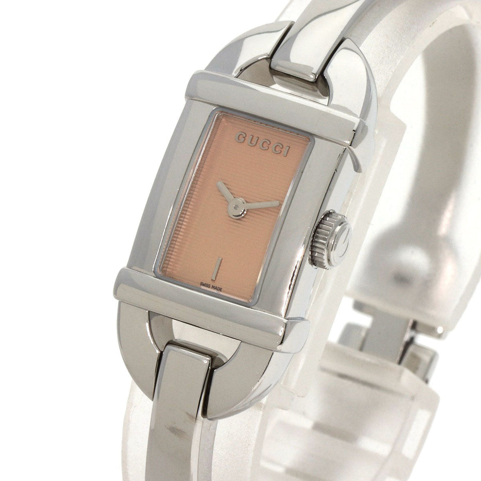 Gucci Watches Quartz 6800L Stainless Steel , Stainless Steel Silver Square face Orange dial Women