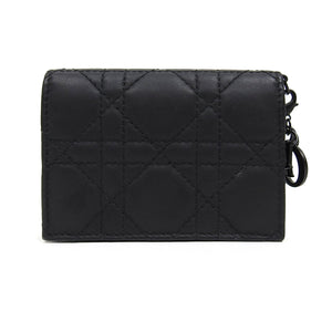 Christian Dior Black Mini Matte Lady Dior Compact Wallet