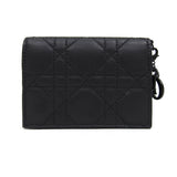 Christian Dior Black Mini Matte Lady Dior Compact Wallet