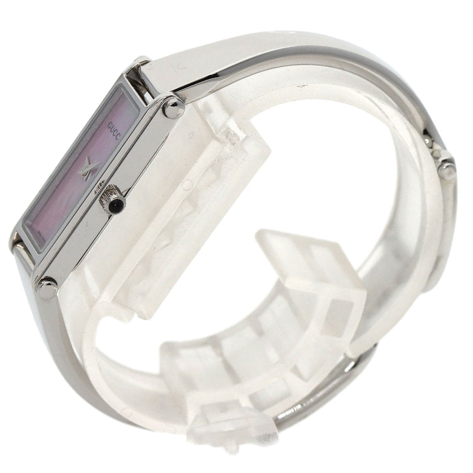 Gucci Watches Quartz 1500L Stainless Steel , Stainless Steel Silver Square face bangle Pink shell dial Women