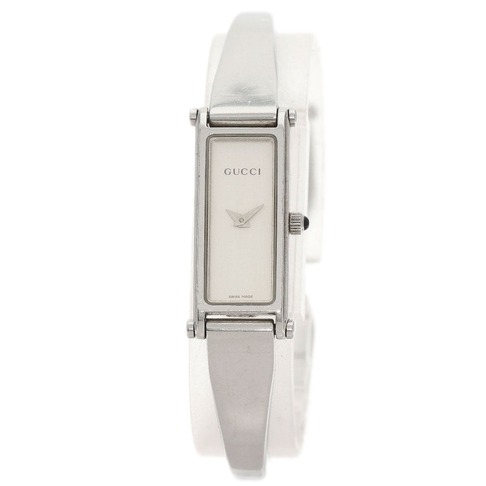 Gucci Watches Quartz 1500L Stainless Steel , Stainless Steel Silver Square face Silver dial Women