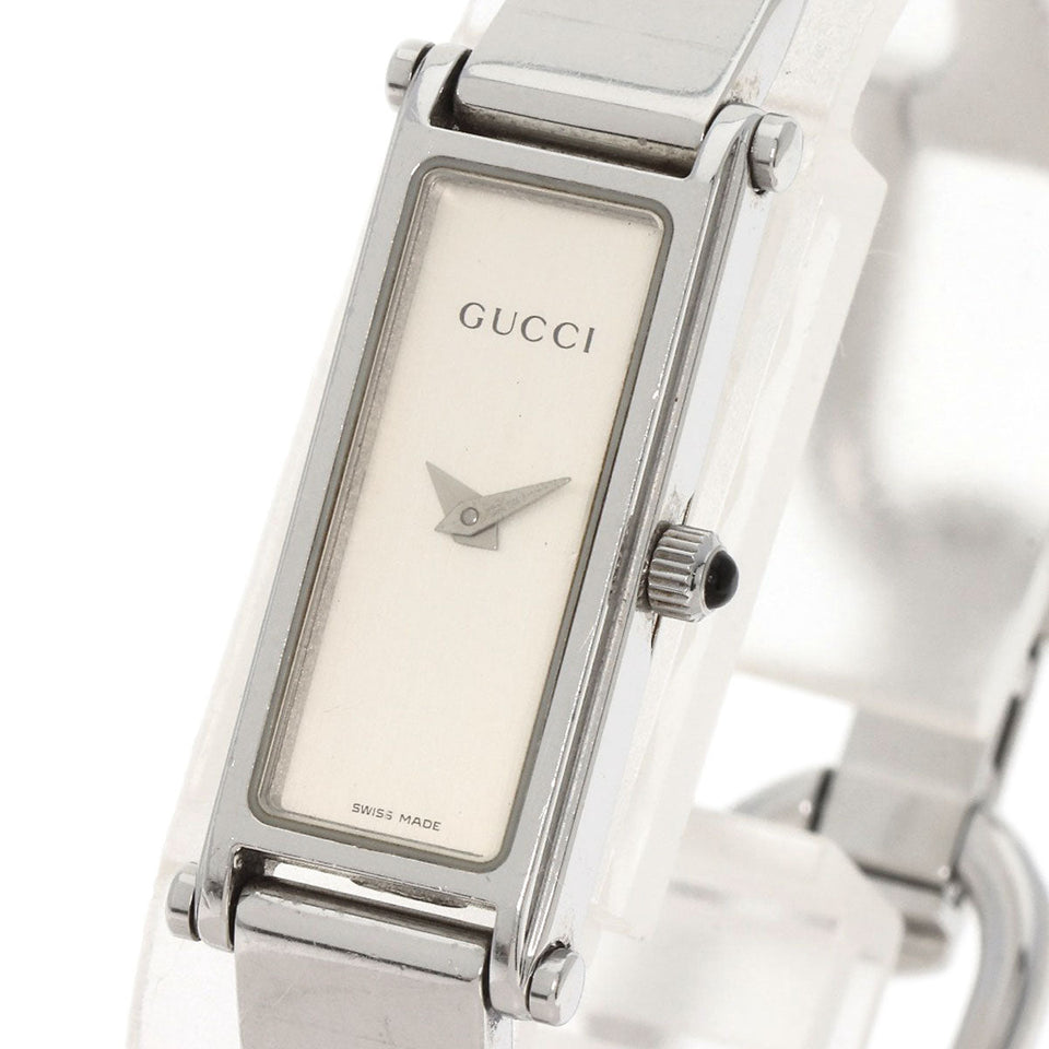 Gucci Watches Quartz 1500L Stainless Steel , Stainless Steel Silver Square face Silver dial Women