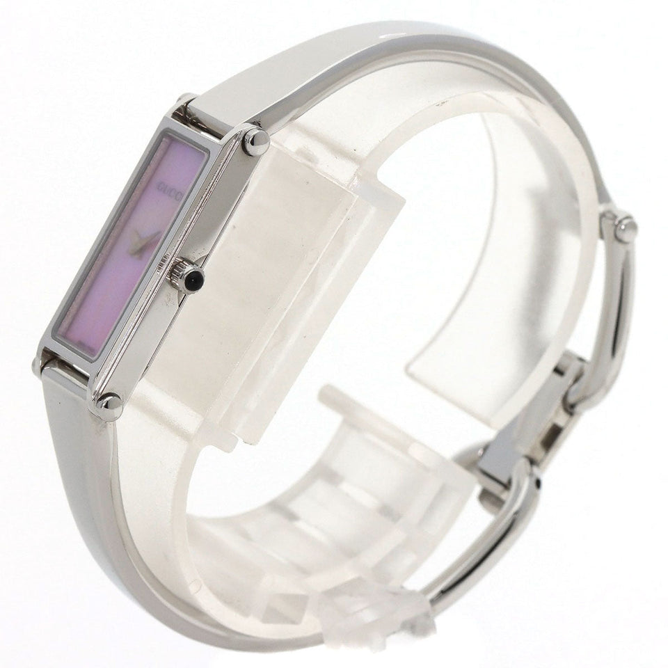 Gucci Watches Quartz 1500L Stainless Steel , Stainless Steel Silver Square face Pink shell dial Women