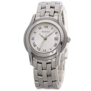 Gucci Watches Quartz 5500L Stainless Steel , Stainless Steel Silver Round face Silver dial Women