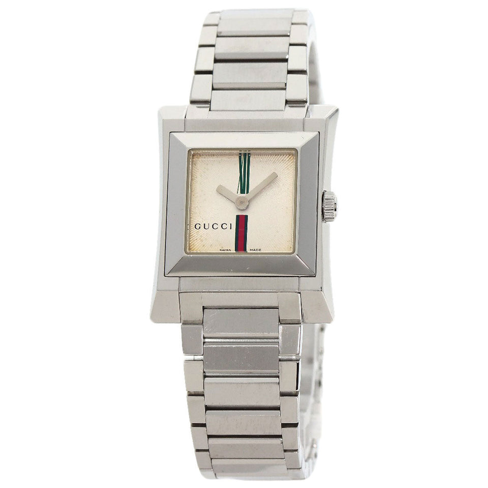 Gucci Watches Quartz 111L Stainless Steel Silver Square face Ivory dial