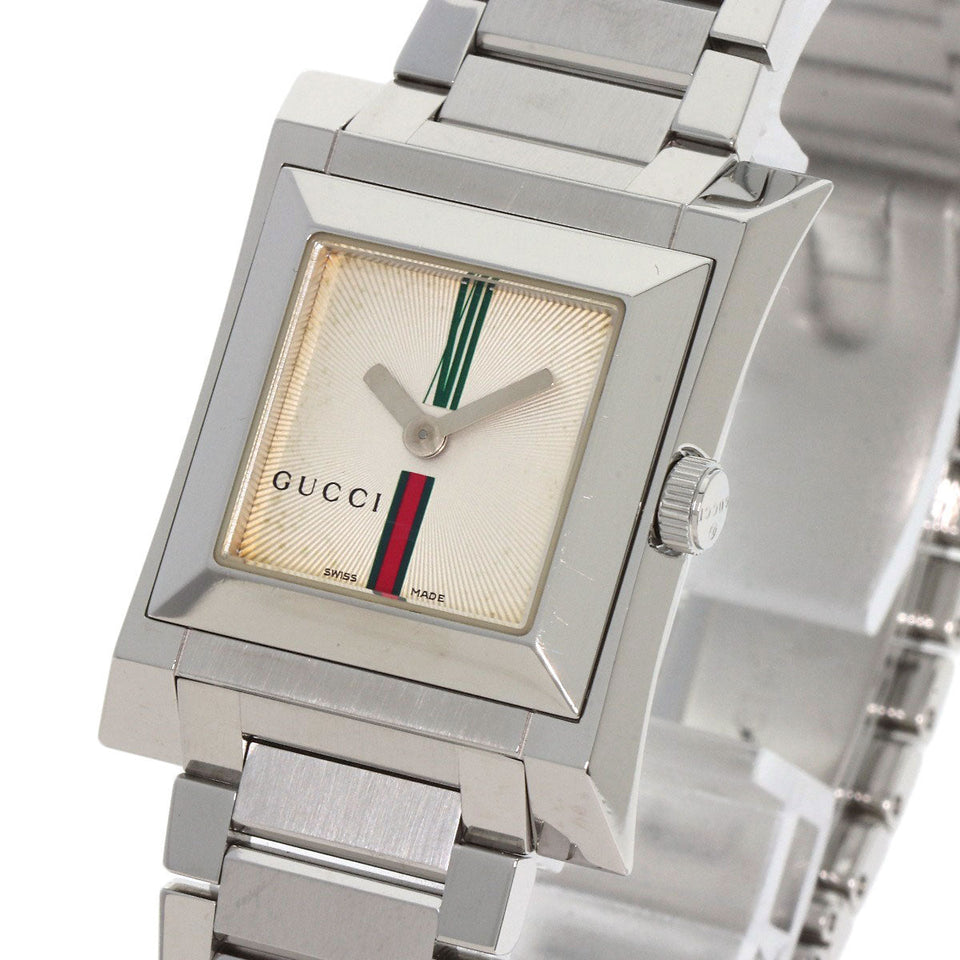 Gucci Watches Quartz 111L Stainless Steel Silver Square face Ivory dial
