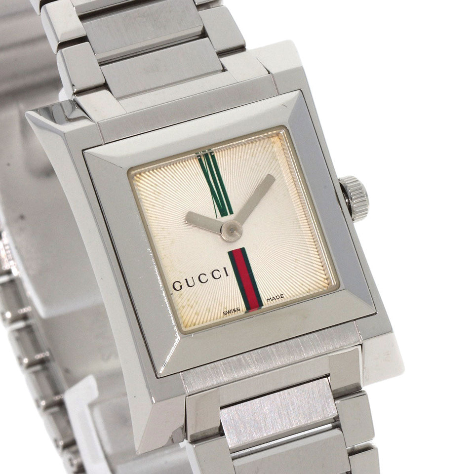 Gucci Watches Quartz 111L Stainless Steel Silver Square face Ivory dial