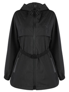 Luxury Burberry EKD Print Belted Lightweight Short Parka Black