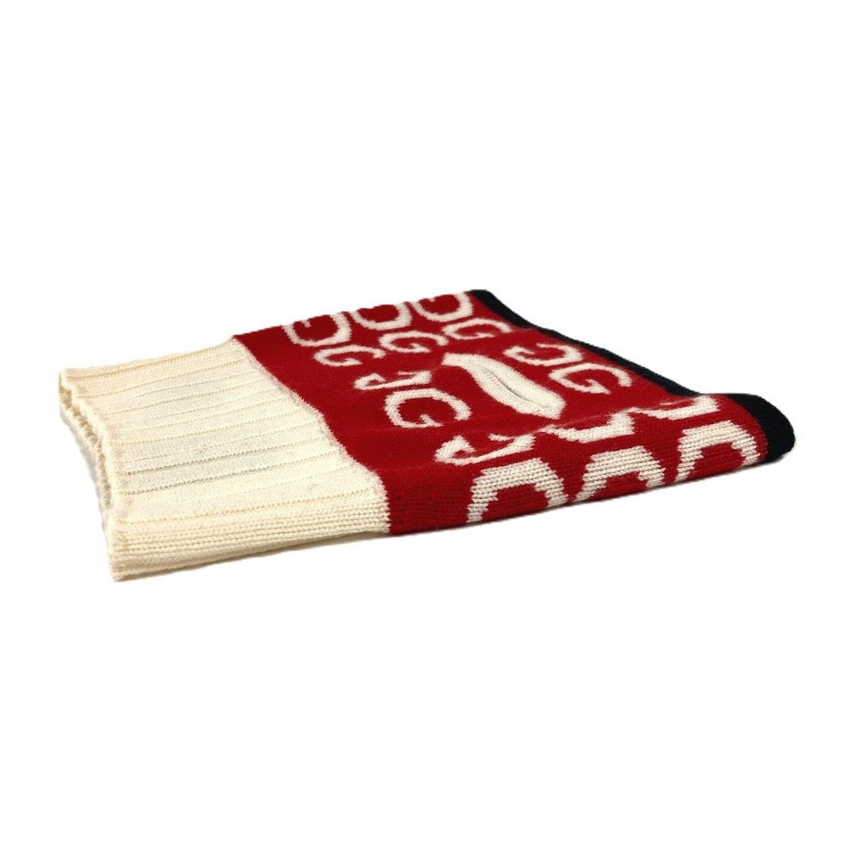 Gucci Scarf wool Red logo neck warmer unisex(Unisex)