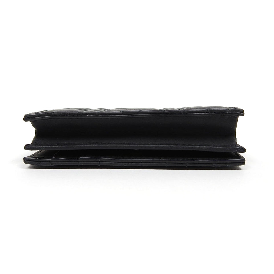 Christian Dior Black Mini Lady Dior Compact Wallet